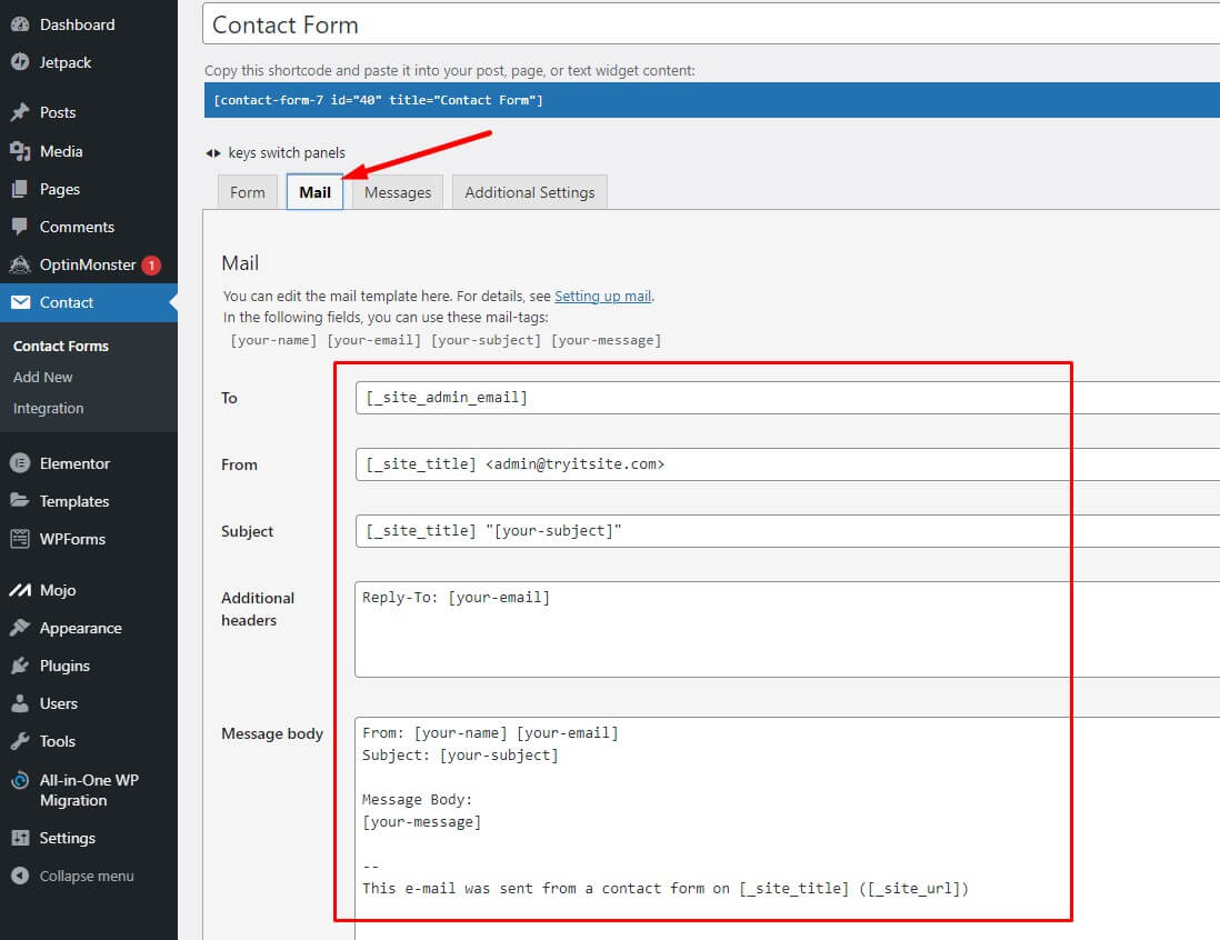 Contact Form Setup